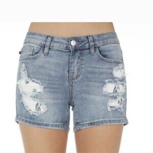 Judy Blue Cactus Print Shorts size 2xl Denim Distressed Beach Stretch Western